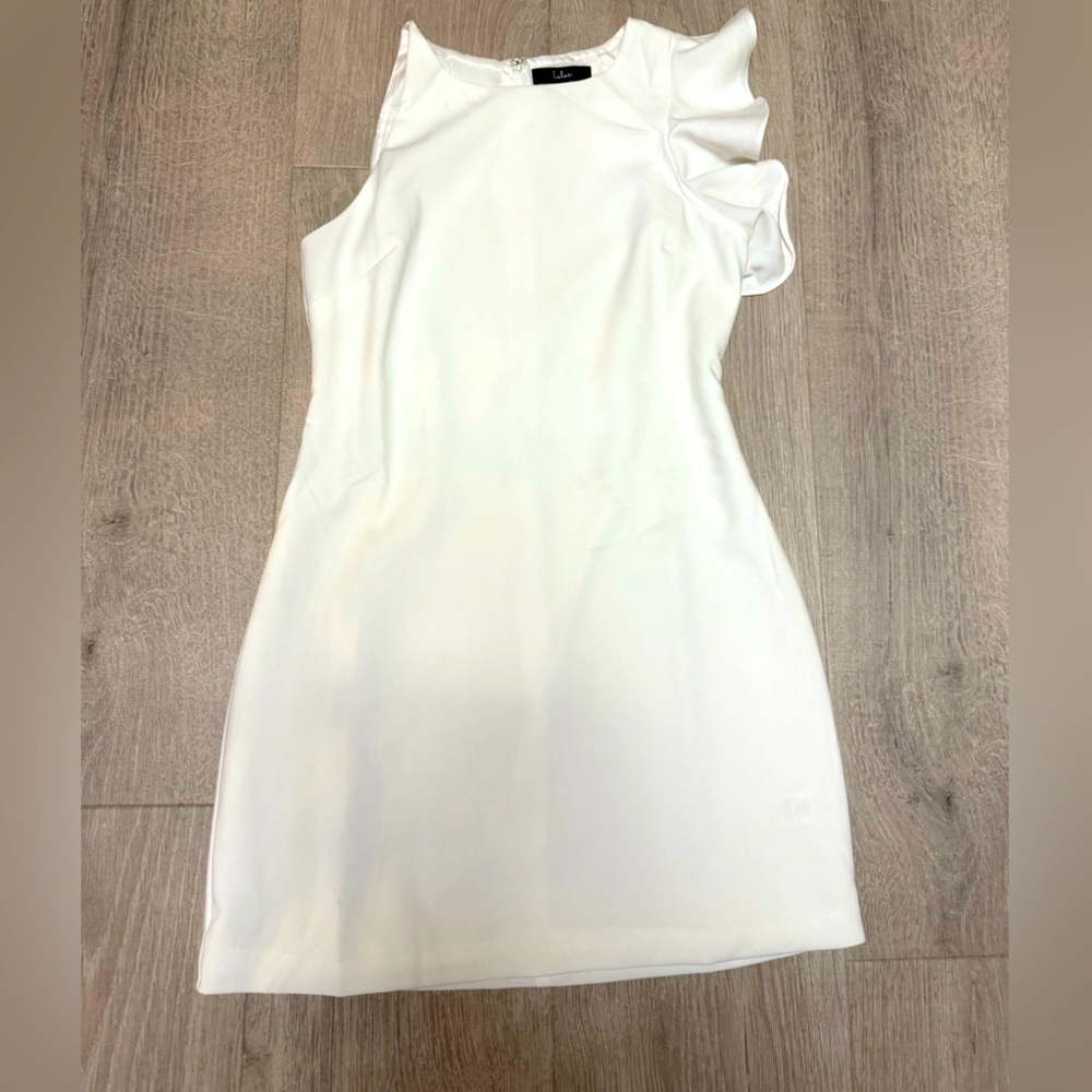 Lulu’s Elegant White Ruffled Dress